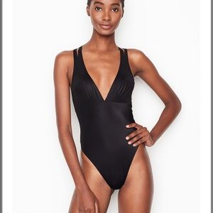 VICTORIA’S SECRET Striped Mesh Cutout Bodysuit